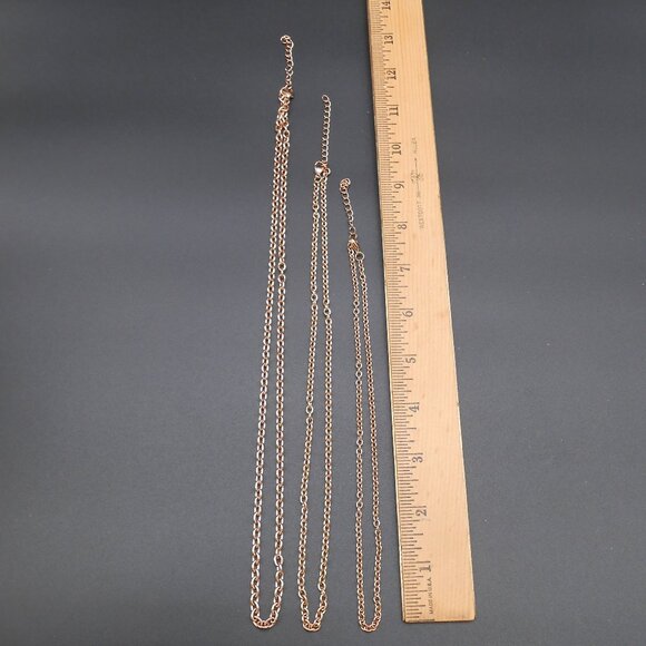 Necklace, Ever True Set of 3 Rolo Chains in ION Plated RG Stainless Steel - Picture 9 of 11
